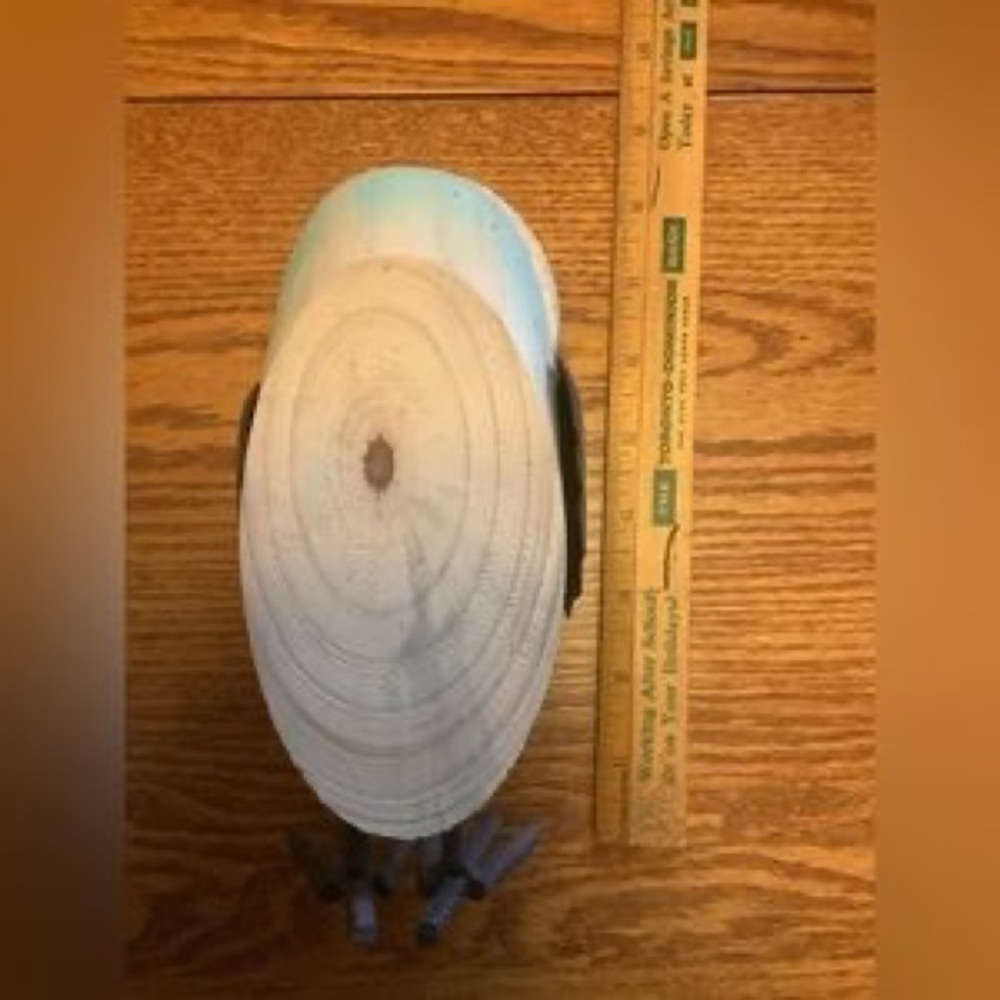 Handcrafted Wooden Owl Figurine - Blue & Cream Decorative Accent - Picture 3 of 5
